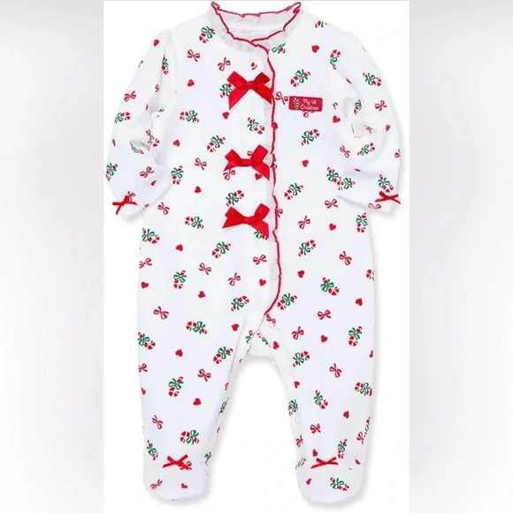 ⭐️New with tags ⭐️ Little Me Baby Girls 100% Cotton Christmas’s Footies. - Picture 1 of 4